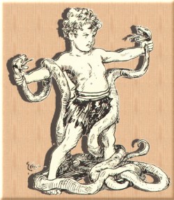 The child Hercules. Original sketch by Gordon Browne.